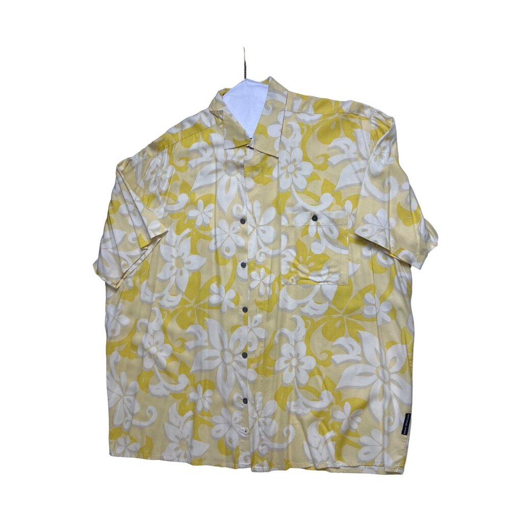 natural Issue Hawaiian Shirt Mens XL yellow Button Down Casual Shirt  Cc725